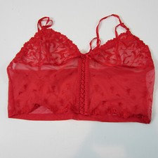 Vintage Victoria  s Secret Lace Bustier Corset sheer Red Large