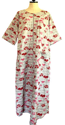Dreams Co Nightgown Robe Full Zip heavy Cotton Knit Short Sleeve  14/16 woman's