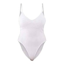 No Boundaries Juniors V-Neck Bodysuit, Vivid White Size L 12-14 