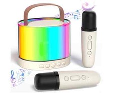 Karaoke Machine for Kids, Mini Portable Bluetooth Karaoke Speaker with 2 Mic