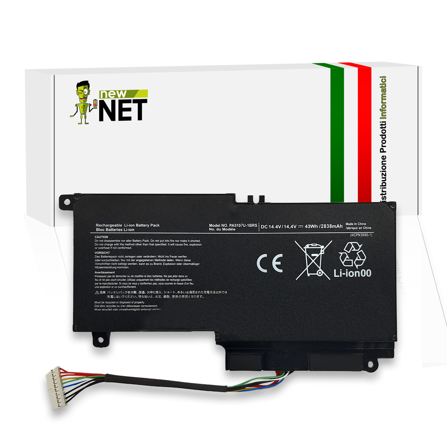 Batteria compatibile con Toshiba Satellite L55-A5351 L55D-A5252 14.4V 43Wh