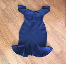 Lulu’s Navy Blue Off-The-Shoulder Ruffle Bodycon Dress Size Small