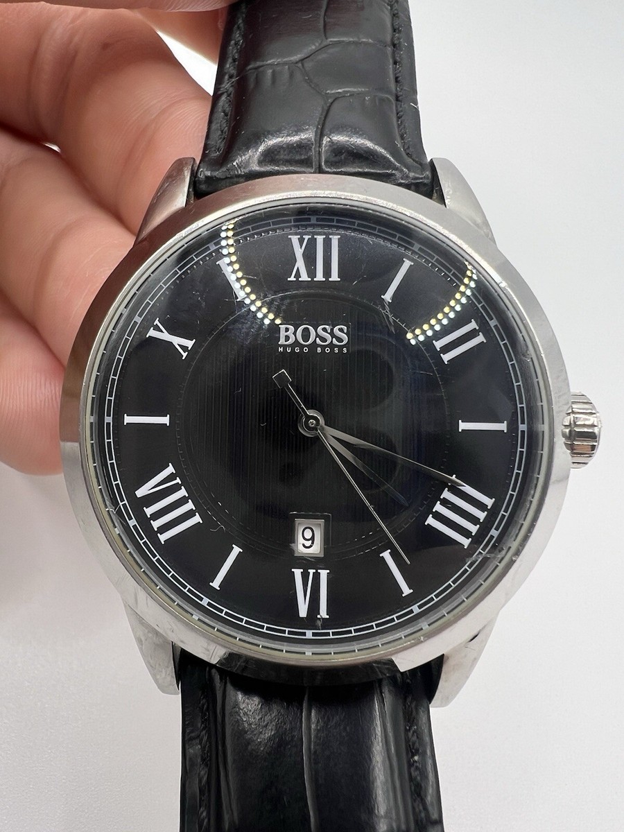 Hugo Boss Wristwatch Watch HB Black Genuine Leather