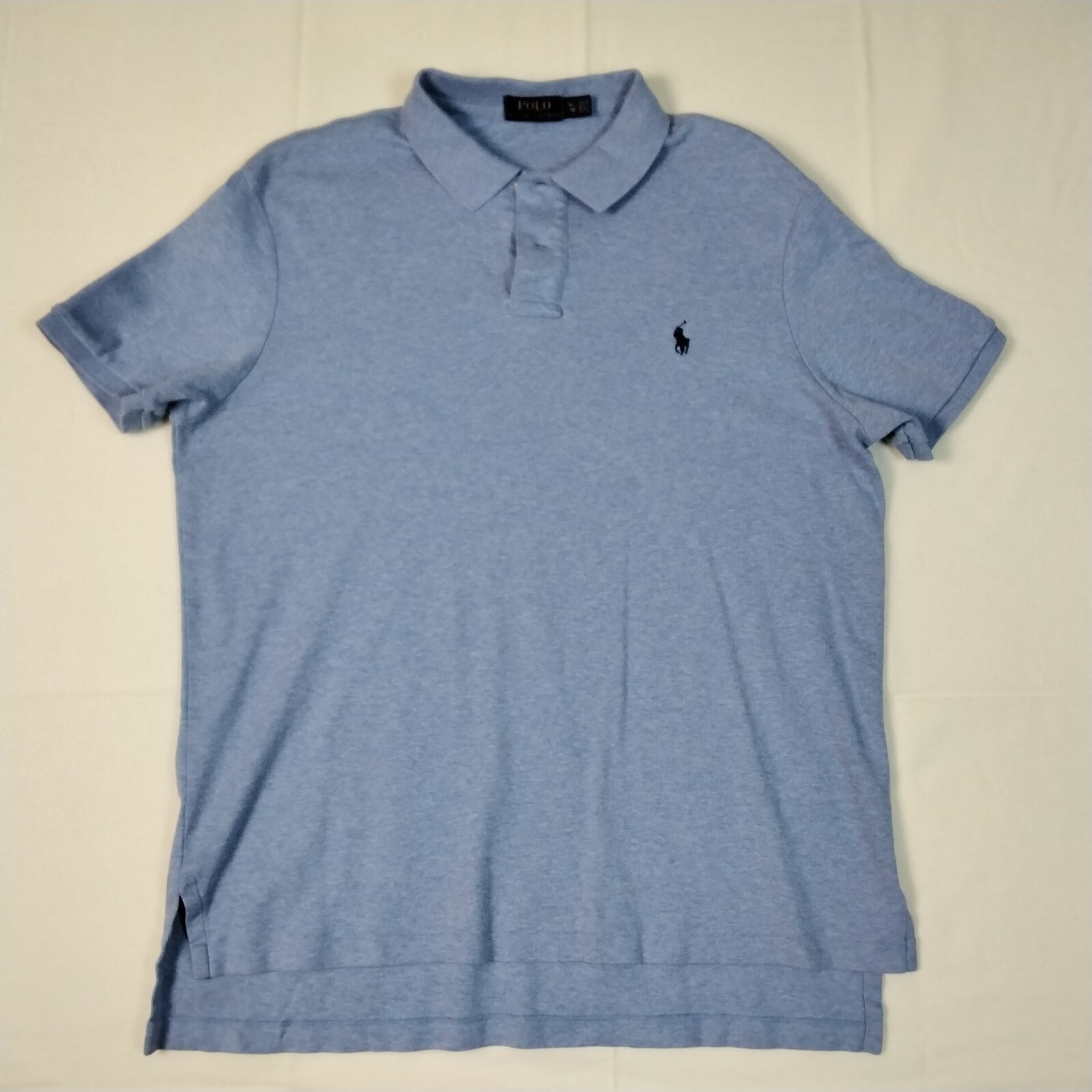 PONY Polo Ralph Lauren 2 bottoni camicia manica corta uomo XL blu cotone polo
