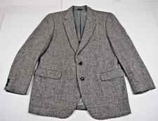 Vintage Harris Tweed Blazer Size 40 70s Gray Scottish Wool Weave Made USA
