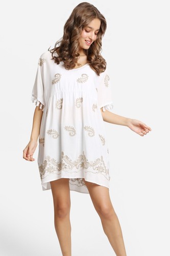 Mini Vestido de Encubrimiento ComfyLuxe Patrón Paisley Bordado - Imagen 5 de 10