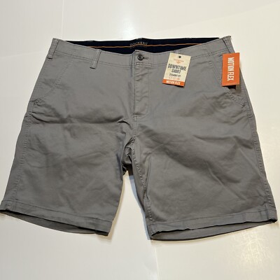 DOCKERS Downtime Straight Fit Shorts Motion Flex Flat Front Gray
