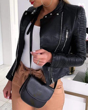 Mock Neck Style Jacket With Zipper Detail In Black