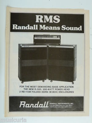 retro magazine advert 1975 RANDALL bass amp