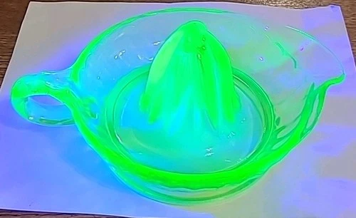 Uranium Glass Green Reamer Juicer Federal Excellent Cond Vintage