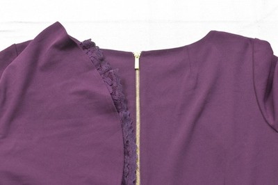 calvin klein purple dress with gold zipper Calvin Klein Lace-Up V-Neck Zipper Sleeve Dress Black Gold Detailing S