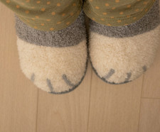 Cute Cat Paw Slippers Fluffy Plush Indoor Home Women Soft Shoes Anti-Slip