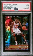 2001-02 Topps Chrome Black Refractor #43 Theo Ratliff /50 PSA 9 Atlanta Hawks