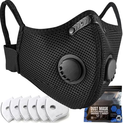 BASE CAMP M plus Dust Mask, Breathable Reusable Face Mask with 6 Activated Carbo
