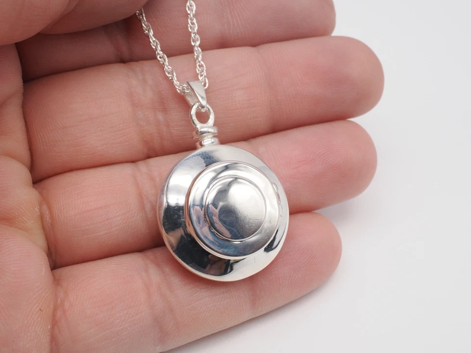 Medallón Colgante Plata de Ley 925 Cremación Recuerdo Memorial Joyería Foto 2 de 4