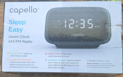 Capello Sleep Easy CR15 Digital Clock Radio AM/FM Sleep Timer Black