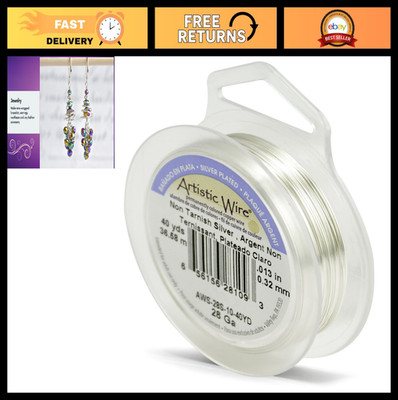 28 Gauge Silver Plated Copper Craft Wire - Tarnish Resistant, 40 Yards, Colored
