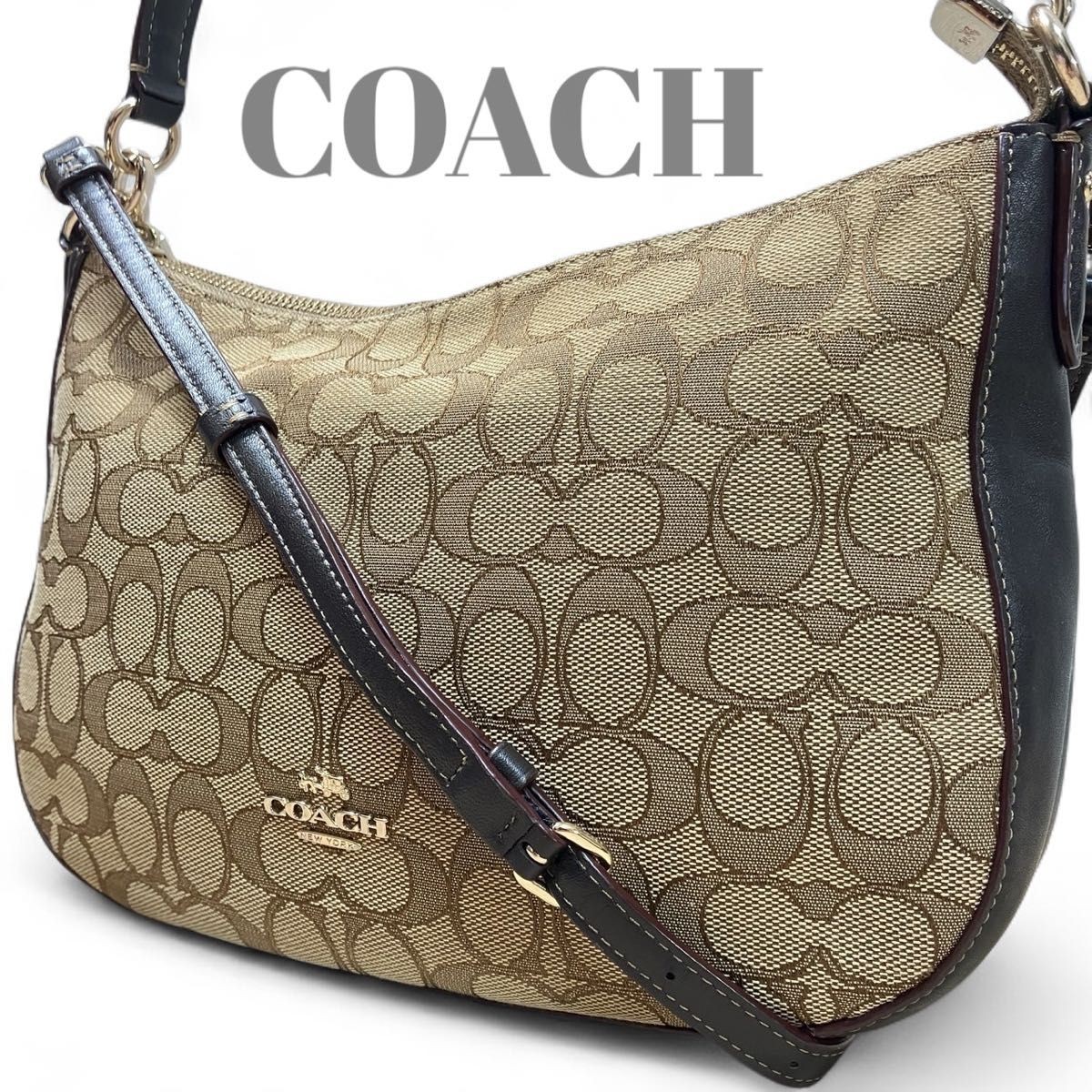 COACH Signature Canvas PVC Leather 2-Way Shoulder Crossbody Bag