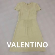 VALENTINO Pleats Short-Sleeved Knee-length Dress Women Size 40 Light Green