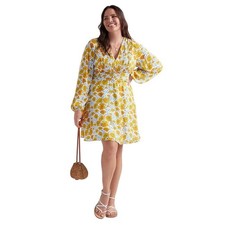 Vera for Anthropologie Sz XL Gold Buttercup Floral Mini Dress