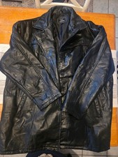 M Collection Black Leather Coat 4XL