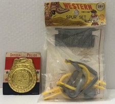 Lot Of 2 Vintage Dime Store Toys Western Spur Set  Police Badge NOS