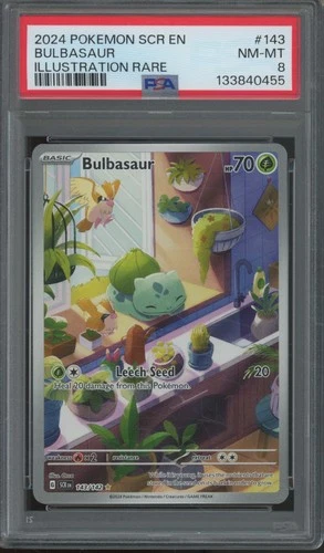 2024 Pokemon SCR EN Illustration Rare #143 Bulbasaur PSA 8