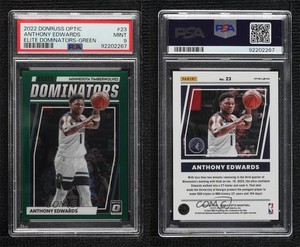 2022-23 Donruss Optic Elite Dominators Green Prizm /5 Anthony Edwards PSA 9 MINT