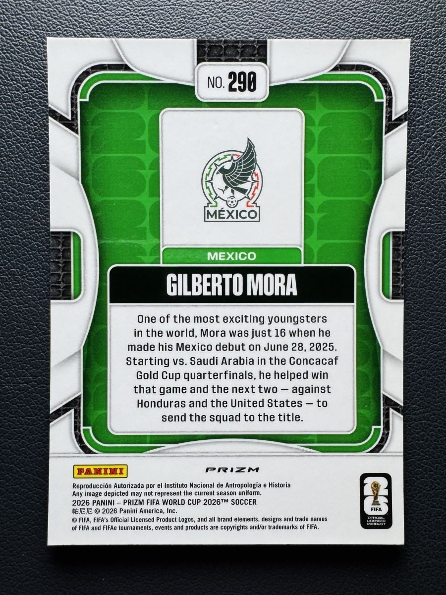 2026 Panini Prizm World Cup Gilberto Mora Rookie RC Red Green Blue RGB Mojo SSP view 2