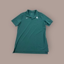 Green Nike Dri-Fit MSU Michigan State Spartans Polo Shirt Men's L Large
