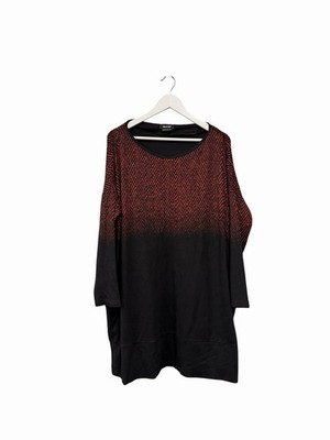 Isabel de Pedro Ombre Tunika Kleid Langarm Jersey Tasche schwarz rot Gr. 12