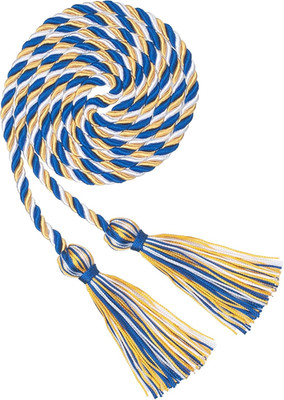 Graduation Cords, Gold Blue and White Graduation Cord Rayon Braided Cords for 20