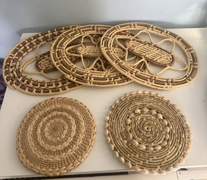 vintage boho rattan Trivets