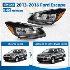 For 2013-2016 Ford Escape Halogen Headlight Wblack Housing Leftright Pair