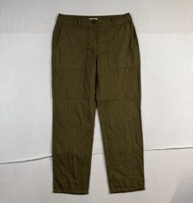 Eileen Fisher Olive Green Organic Cotton Utility Pants Women Size 6 Ankle