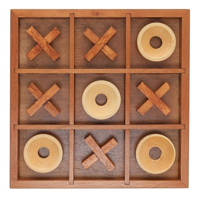 WE Games Tic Tac Toe Wooden Game, 10 Piece Premium Tic Tac Toe Tabletop Game,