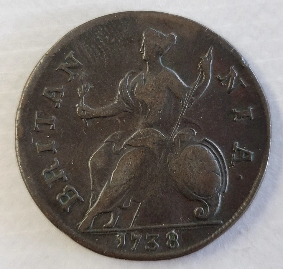 1738 King George II Britannia.  English Half Penny. - Image 2 of 2