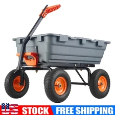 Poly Garden Dump Cart Heavy-duty Yard Carts and Wagons 900 lbs 10" Tires Gray