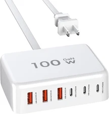 USB C Fast Charger-100W GaN 6 Port Type Charging Station Hub Block Cube, Wall Ch