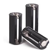 3pc Black Cylindrical AAA Battery Holder Storage Case Adapter Box Container