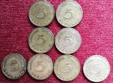 Bank Deutscher L&auml;nder 5 Pfennig-Konvolut 1949 2xD, 2x,F, 4xJ in ss