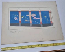 Architectural Illustration Deco Gouache Original Art Dahlstrom & Weinberger Lot1