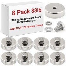 MorningRo 8 Pack Strong Neodymium Round Threaded 1.26 Inch, Primary Color