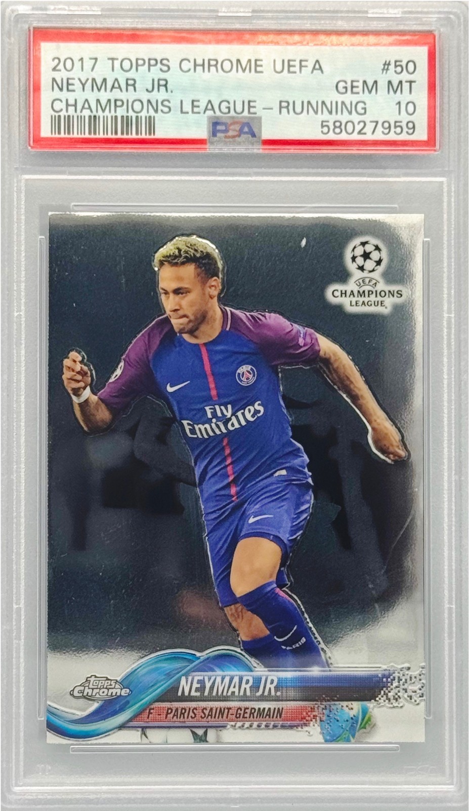 NEYMAR JR - 2017 Topps Chrome UCL (Running) #50 PSA 10