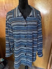 Vintage women  s jacket/blazer by Sag Harbor, size 20 blue/black striped women's