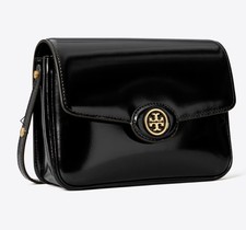 TORY BURCH ROBINSON SPAZZOLATO CONVERTIBLE SHOULDER BAG BLACK 6x8” NWT