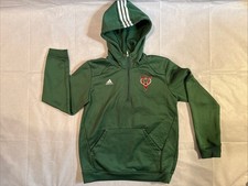 MILWAUKEE BUCKS YOUTH L, 1/4 ZIP PULLOVER HOODIE, OLD SCHOOL LOGO, GREEN
