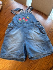 vtg y2k womens XL denim jean overalls shortalls tweety bird warner bros rose