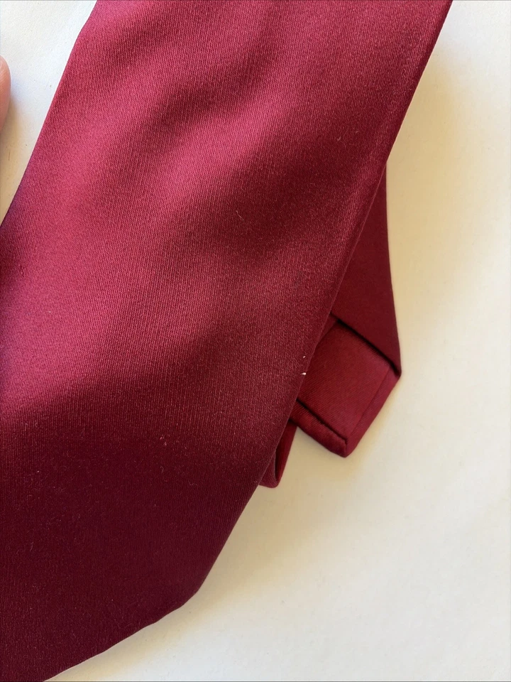 Corbata Italo Ferretti Sólida Borgoña Vino Granate 100% Seda Hecha a Mano Italia Foto 4 de 4