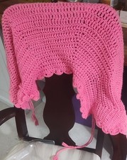 PINK HAND CROCHETED SHAWL - VINTAGE